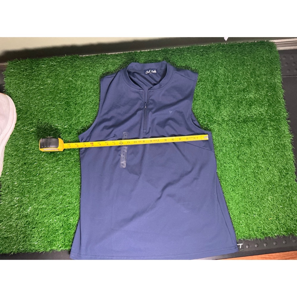 Bad Birdie Womens Sleeveless Golf Polo Shirt Navy Blue Quarter Zip Size XL NEW